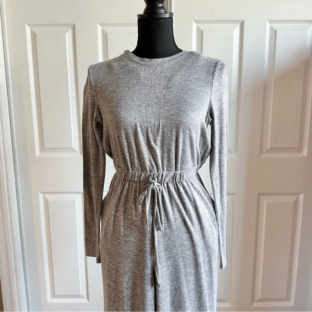 Como Blu Gray Brushed Jersey Pull on Long Sleeve Romper Jumpsuit - Picture 2 of 8
